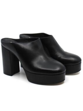 NWOT ALOHAS Clock Out Black Leather Clogs - Size EU 37